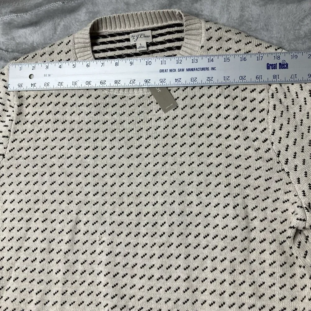 J Crew Sweater Mens L Cream Knit Textured Crewneck Heavyweight Preppy
